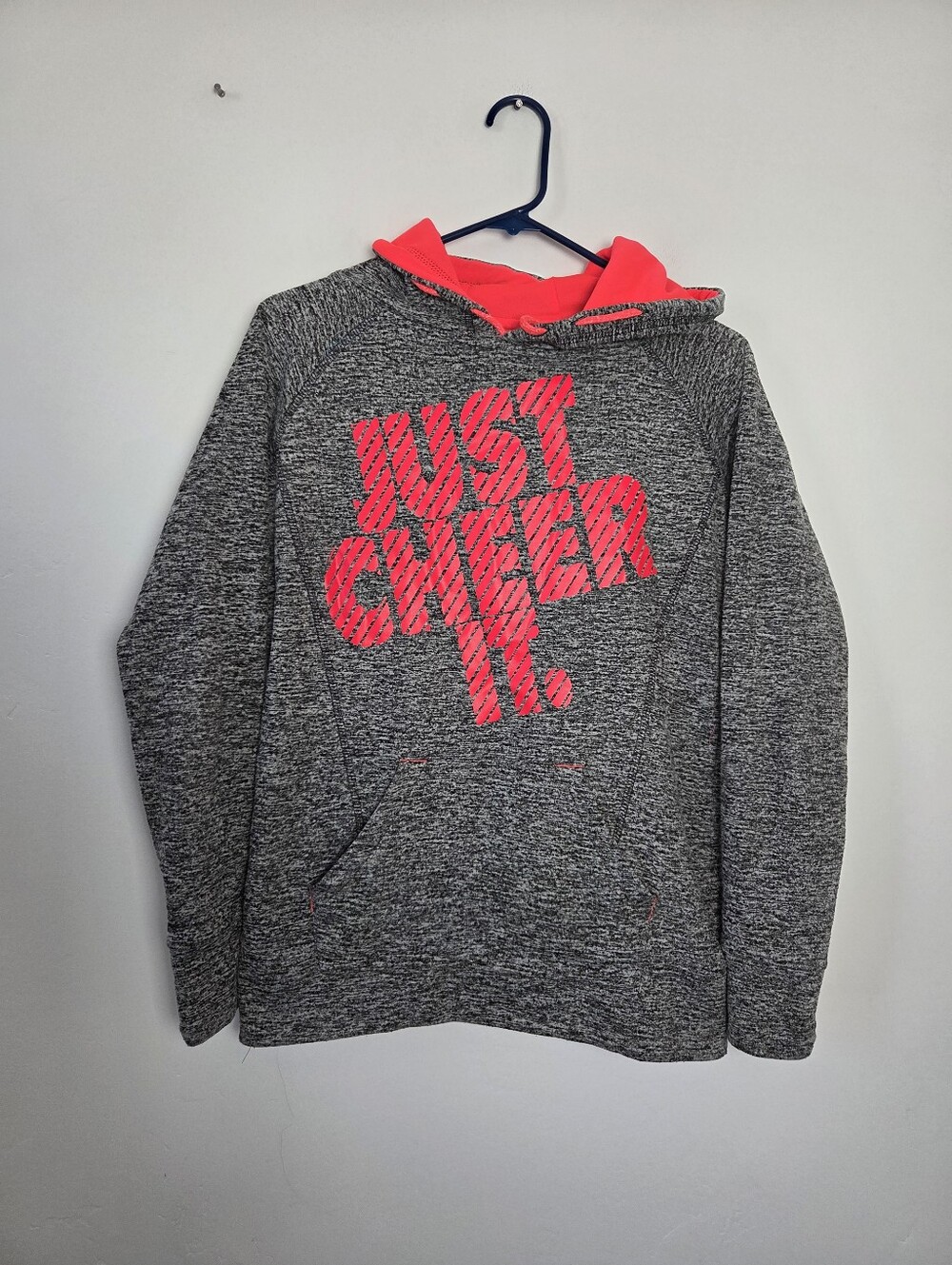 Just Cheer It Hoodie Sweater Hot Pink Gray Cheerleader Uniform Sporty Small
